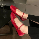 Cyflymder Shiny PU Leaather Flats Mary Janes Shoes Women Red Elegant Basic Pointed Toe Loafers Spring Autumn Daily Casual Black Shoes New