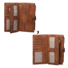 Cyflymder New Ladies Long Wallet RFID Multi-Function Vintage Trifold Handbag Versatile High Quality Material Made in Mainland China