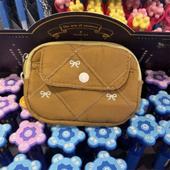 Cyflymder Portable Embroidered Bowknot Coin Purse Lightweight Kawaii Mini Canvas Storage Bag Jewelry Packing Sweet Earphone Case Travel