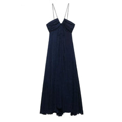 Cyflymder Women's Casual Fashion Polka Dot Suspender Dress Printed Sleeveless Lace-up Dress New Fashion Summer Beach Party Dress