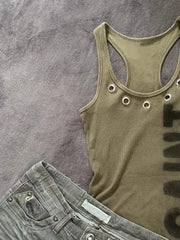 Cyflymder Gyaru Vest Y2k Sleeveless 2000s Punk Goth Crop Top Vintage Aesthetic Harajuku Slim Tank Top Print Woman Clothes Summer Chic Tees