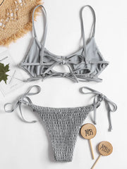 Cyflymder Lacing up Bandage Sexy Swimwear Women Swimsuit Solid Adjustable Summer Bikini Set Beach Wear Backless Biquini Swimsuit Female