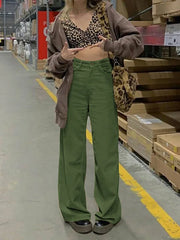 Cyflymder Retro High-waist Casual Wide-leg Pants Women's Comfortable Loose Trousers Vintage High Waist Loose Fit Long Pants