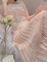 Cyflymder Spring Summer Dress Cardigan Floral Suspender Skirt Two-piece Suit Dress Women A Line Vintage Korean Midi Dresses