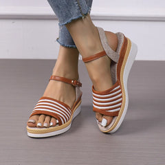 Cyflymder Women's Braided Casual Sandals Buckle Strap Platform Wedge Sandles for Women 2025 Summer Light Non Slip Walking Sandalias