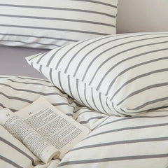 Cyflymder Nordic Style Pure Cotton Solid Bedding Sets Luxury Skin-Friendly Duvet Cover Fitted Sheet Pillowcase Single Queen Size Quilt Set