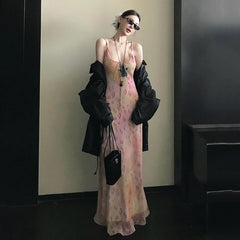 Cyflymder Sexy Printed Camis Dress Women Korean Fashion Slim Floral Spaghetti Strap Dress Summer Retro Harajuku Sleeveless Party Vestidos