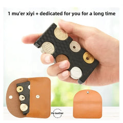 Cyflymder Leather Coin Purse Square Coin Bag Storage Box Button Design Money Holder Wallet Organizer for Men And Women