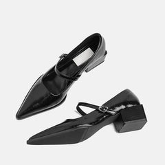 Cyflymder New Womens Mary Jane Shoes Fashion Soft Leather Low Heels for Woman French Pointed Tip Casual Shoes Designer Shoes Zapatos Mujer