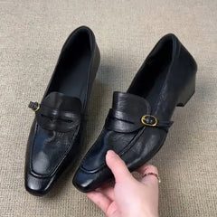 Cyflymder Fashion Womens Shoes Retro Luxury Genuine Leather Loafers for Woman Classic Britain Casual Shoes Designer Shoes Zapatos De Mujer