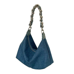 Cyflymder Casual Denim Dumplings Armpit Bag Female Chain Underarm Tote Handbags Summer New Design Daily Single Shoulder Crossbody Bags Sac