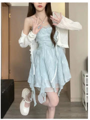 Cyflymder Summer Lace Chiffon Short Puff Sleeve Square Collar Party Elegant Dresses For Women Sweet Slim Princess Dress Prom Dress