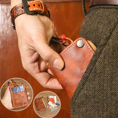 Cyflymder Genuine Leather Key Wallet Men Car Key Holder Zipper Key Case Top Quality Male Man Housekeeper Waist Hanging Keys Organizer