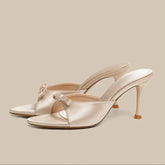 Cyflymder Summer Women's Fashionable Elegant Bowknot High-heeled Slippers Comfortable Grace Party Stilettos