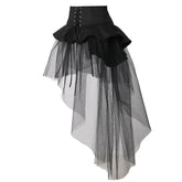 Cyflymder Punk Corset Skirt Women Gothic Cocktail Party Irregular Mermaid Tulle Overskirt