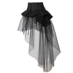 Cyflymder Punk Corset Skirt Women Gothic Cocktail Party Irregular Mermaid Tulle Overskirt