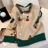 Cyflymder Autumn New Heavy Industry Cherry Fashionable Vest Coat for Women to Look Thin Pink Grey Korean Jacket Top