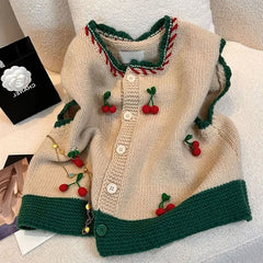 Cyflymder Autumn New Heavy Industry Cherry Fashionable Vest Coat for Women to Look Thin Pink Grey Korean Jacket Top