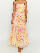 Cyflymder Women s Floral Print Maxi Dress Sleeveless V-Neck Empire Waist Summer Dress with Ruffle Hem and Adjustable Straps