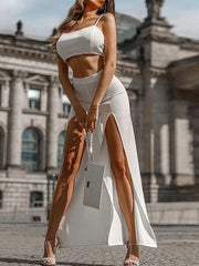 Cyflymder High Waist Both Leg Split Women Hot Sexy Casual Slimming Straight Wide Legs Pants 2023 Autumn Club Party All-matching Pants