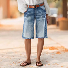 Cyflymder Spring Women's Clothing Slim Fit High Waist Denim Shorts Femme Elegant Jean Shorts For Woman Stretchy Cropped Straight Cut