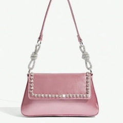 Cyflymder Sweet Cool Pink Y2k Bags Women Hot Girls Leather Handle Pillow Bag Purse Ladies Vintage Diamond-Encrusted Shoulder Bag