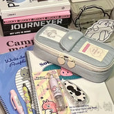 Cyflymder 1 Piece Retro Student Pencil Case Vintage American Style Pencil Bag High Capacity Gray Blue Color Stationery Storage Bag School