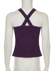 Cyflymder Elegant Solid Folds Camis Tops Holiday Sexy Slim Bandage V-Neck Sleeveless Tank Tops Women 2025 Summer Fashion Ladeis