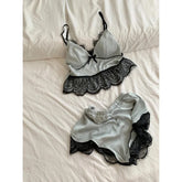 Cyflymder French Summer Temperamen Lazy Have Chest Pad Two Piece Sets Y2k Aesthetic Spliced Lace Thin Soft Shot Tank Top Ice Silk Shorts