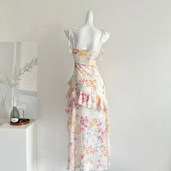 Cyflymder Summer Women Birthday Prom Cami Dress Midi Coquette French Vintage Hollow Out Vacation Frock Evening One-Piece Party Aesthetic