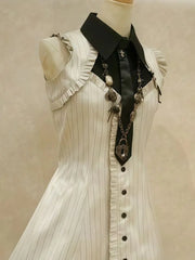 Cyflymder Goth Dresses Punk Y2k Woman Clothes Stripe Sleeveless Dress Japanese Harajuku Basics Sexy Lolita Mini Akirt 2000s Streetwear Emo
