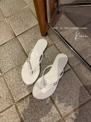 Cyflymder Beach Shoes Rubber Flip Flops Slippers Soft Sabot Hawaiian Comfort Spring Shoes Women Slippers For Swimming Pool Rubber Flip Fl