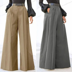 Cyflymder New High Waist Wide Leg Flare Pants For Women Fashion Elegant Party Palazzo Trousers Trendy Comfortable Stretchy Casual Office
