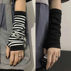 Cyflymder Outdoor Punk Long Fingerless Gloves Cuff for Women Men Outdoor Hip-hop Glove Elbow Mittens Cool Stretch Winter Arm Warmer Mitten