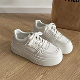 Cyflymder High-top White Sneakers for Women, New Spring/autumn Collection, Height-enhancing Round Toe Lace-up Casual Sneaker Shoes