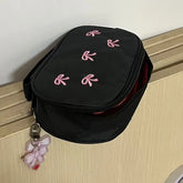 Cyflymder 1 Pc Sweet Black Pink Color Pencil Case for Kids Girl Korean Fashion Embroidery Bow Stationery Organizer Large Capacity Pen Bag