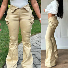 Cyflymder Cargo Long Pants High Waist Jeans Fashion Y2K Streetwear Women Winter Clothes Trousers Denim Baggy Flare Zipper Pants