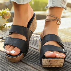 Cyflymder New Summer Style Women's Wedge Slipper Thick-Soled Platform Open-Toe Roman Shoes Holiday Style Women's Shoes