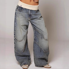 Cyflymder Baggy Blue Women Jeans Y2k Harajuku Vintage Low Waist Wide Leg American Style Denim Trousers Gyaru Hip Hop Streetwear