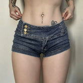 Cyflymder Fashion Low Waist Design Side Buckle Jeans Shorts Y2k Spice Girls Sexy Wash Hip Shorts for Women