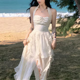 Cyflymder Summer Casual Beach Dress Office Lady Outwear Sleeveless Elegant Y2k Midi Dress Women Even Party One Piece Dress Korean