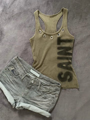 Cyflymder Gyaru Vest Y2k Sleeveless 2000s Punk Goth Crop Top Vintage Aesthetic Harajuku Slim Tank Top Print Woman Clothes Summer Chic Tees