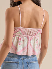 Cyflymder Women s Sleeveless V Neck Floral Print Ruffle Tank Top Summer Camisole Blouse with Adjustable Straps and Lace Trim