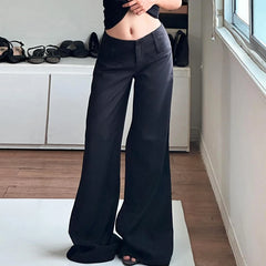 Cyflymder Chic Basic Solid Slimming Pants Women All Match Casual Loose Straight-Leg Trousers Y2k Streetwear Outfit Vintage