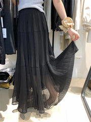 Cyflymder Women s Lightweight Maxi Skirt with Elastic Waistband and Boho Print for Vacation Picnic Outdoor Activities