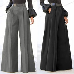 Cyflymder New High Waist Wide Leg Flare Pants For Women Fashion Elegant Party Palazzo Trousers Trendy Comfortable Stretchy Casual Office
