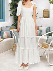 Cyflymder Women s Ruffle Sleeve Maxi Dress with V-Neckline and Floral Print Summer Boho Long Dress Beach Vacation Dress