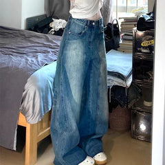 Cyflymder American Vintage Baggy Women Jeans Y2K Fashion Streetwear Distress Raw Edge Straight Pants Harajuku High Waist Pocket Trousers