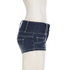 Cyflymder Retro Low-waist Breasted Button Denim Shorts Y2k Slim Jean Hot Pants Summer Women 2000s Grunge Kpop Japanese Gyaru 2025