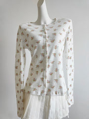 Cyflymder Cotton Cardigans Women Roses Pattern Loose Prairie Chic Tops for Sweet Girls Kawaii Clothes
